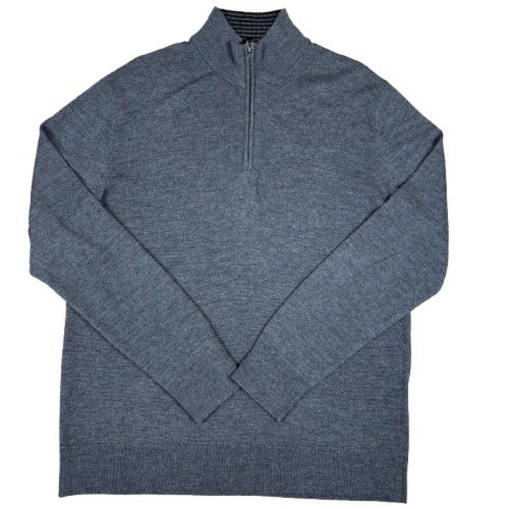 UNTUCKit Belguardo Quarter Zip Sweater Extrafine Merino‎ Wool Grey Size Medium